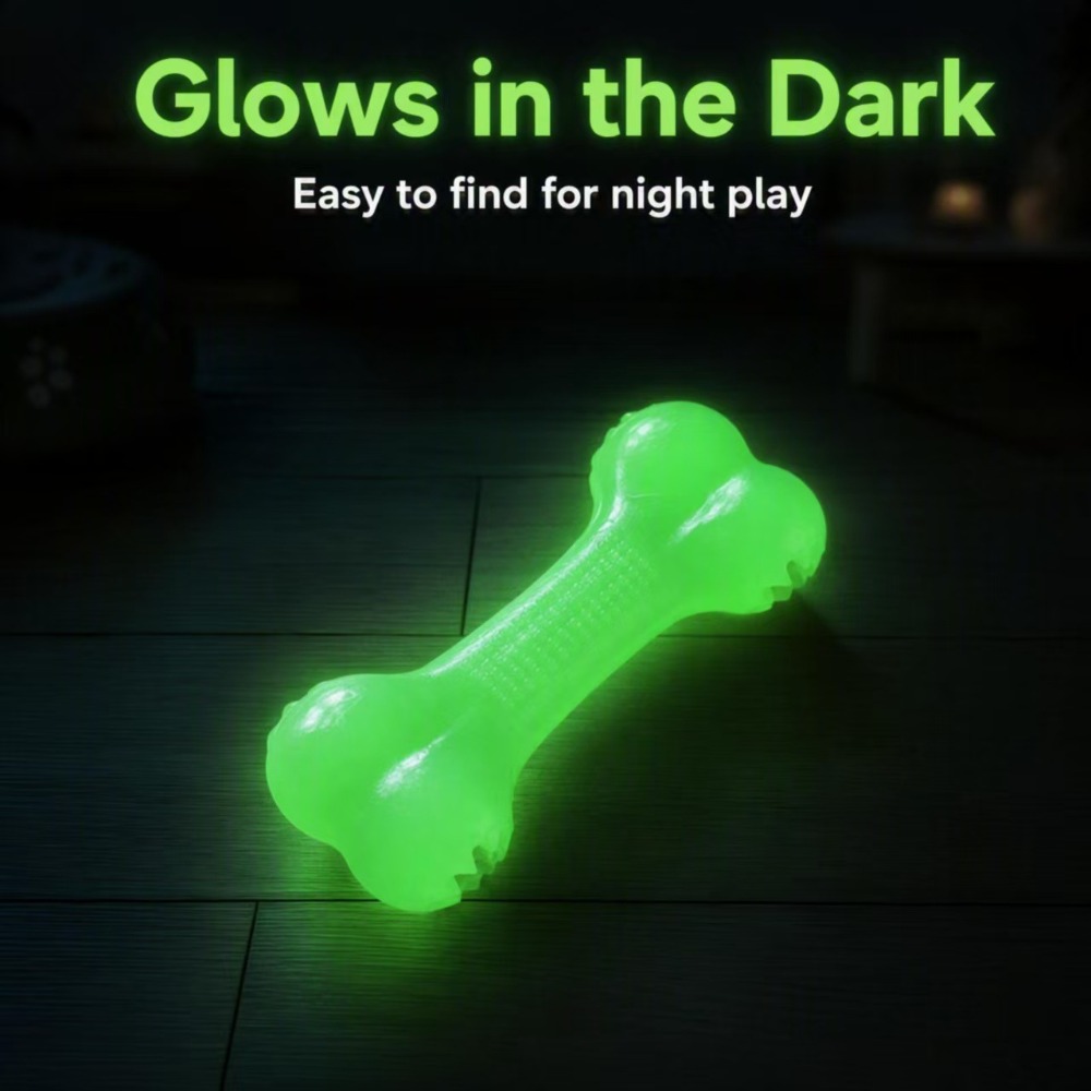 Glow in Dark TPR Dog Bone Toy, - Teeth Cleaning Dog Chew Bone review and price