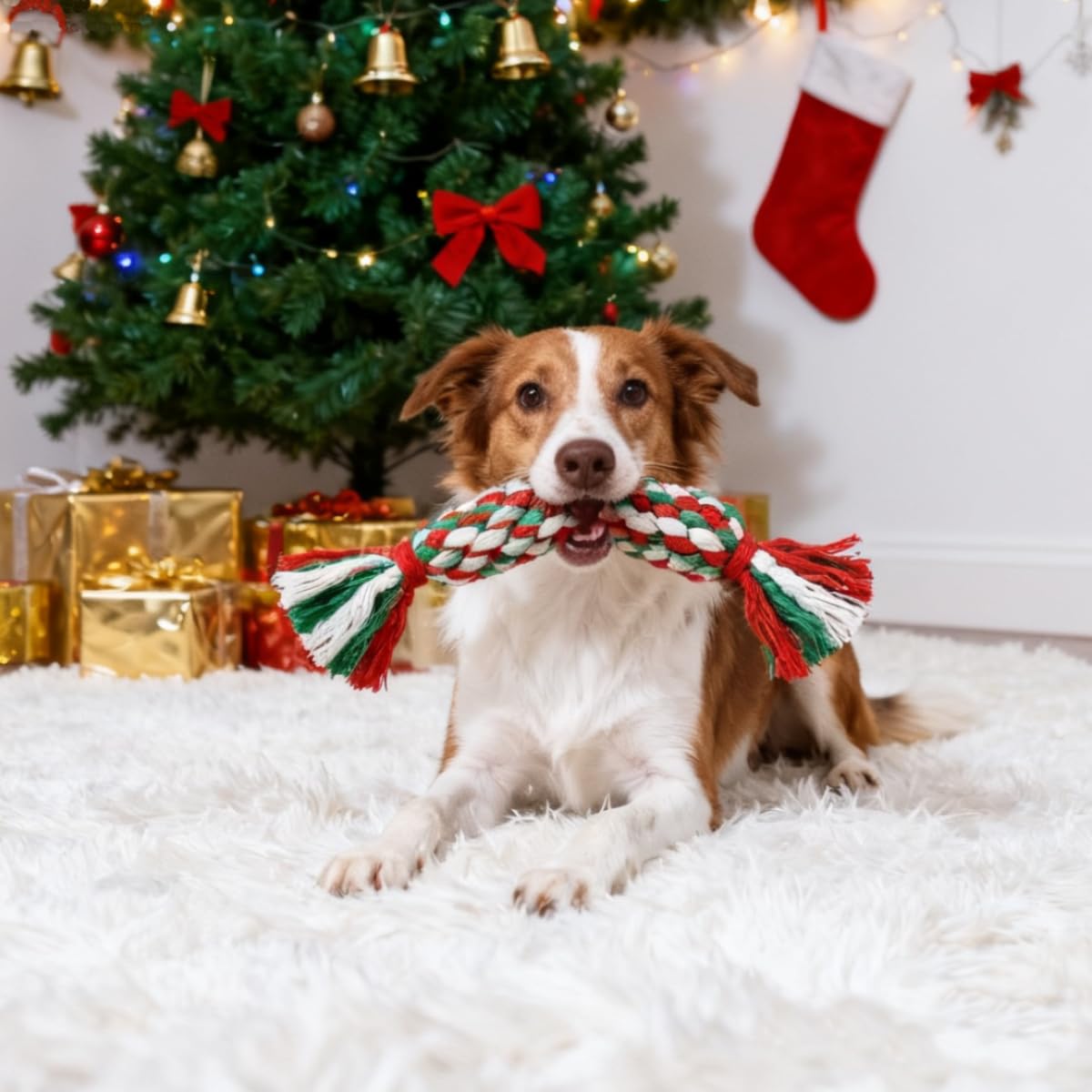 Christmas Cotton Rope Dog Chew - Teeth Cleaning Dog Chew Bone review and price